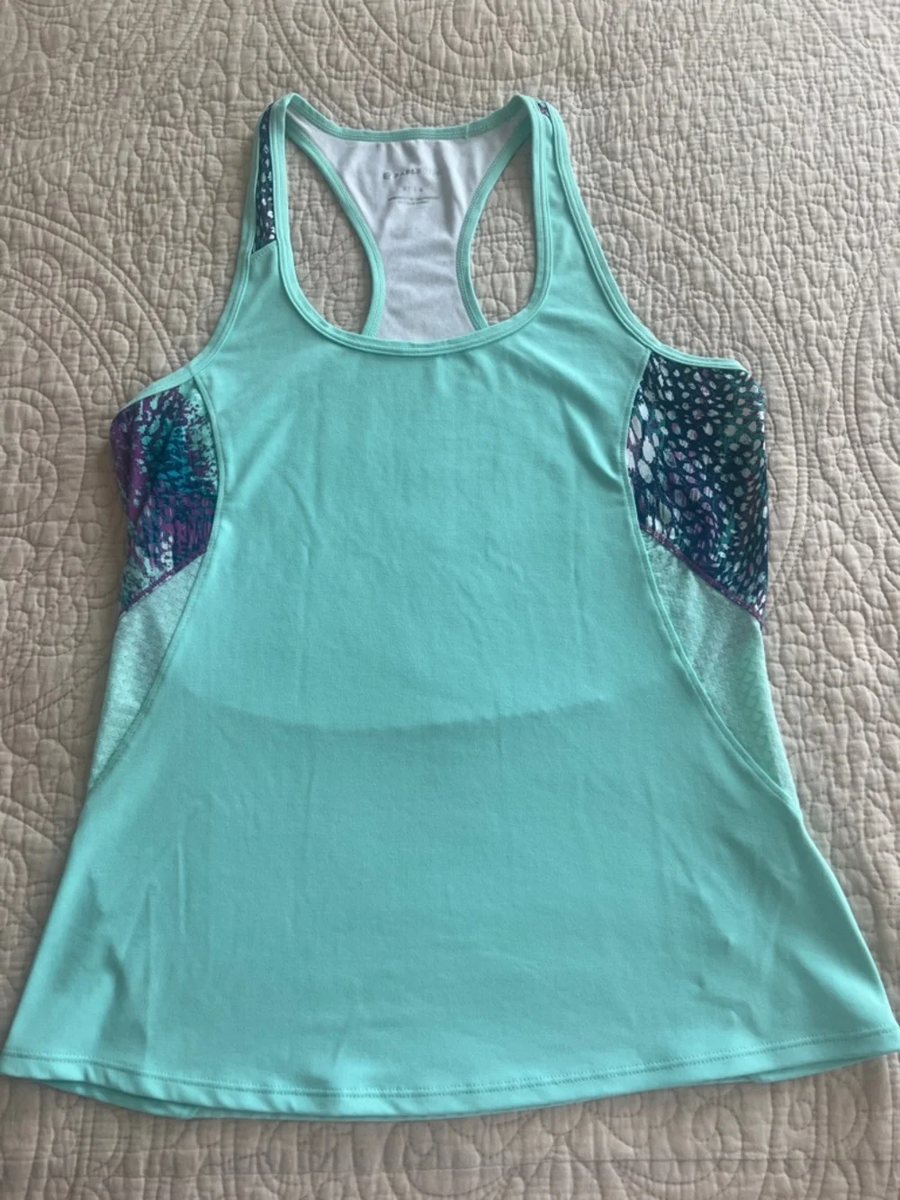 Fabletics Mint Racerback Tank with Patterned Insets - Picture 1 of 6